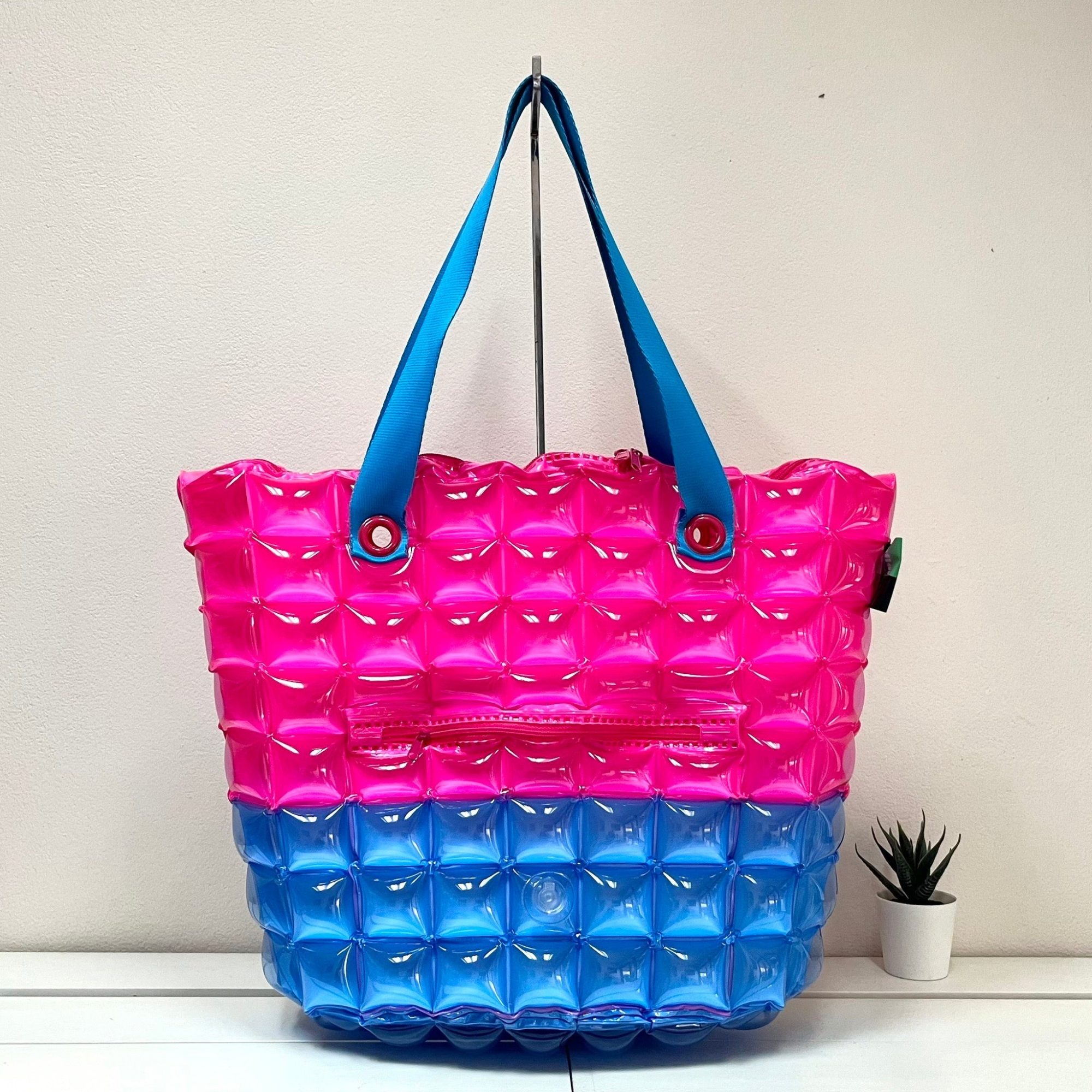Inflatable Diamond Tote with Zipper (Large) - Trendy Two Tone
